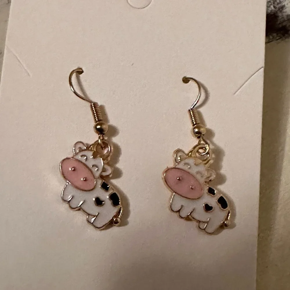 Cartoon Cow earrings dangle Gold
